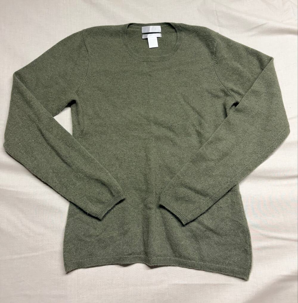 100% cashmere sweater jumper pullover women’s large green long sleeve Keira